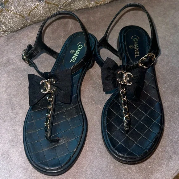 CHANEL | Shoes | Chanel Bow Thong Sandals | Poshmark
